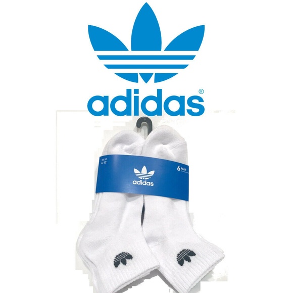 adidas Other - 6 Pair Adidas White Trefoil Low Cut Socks Large